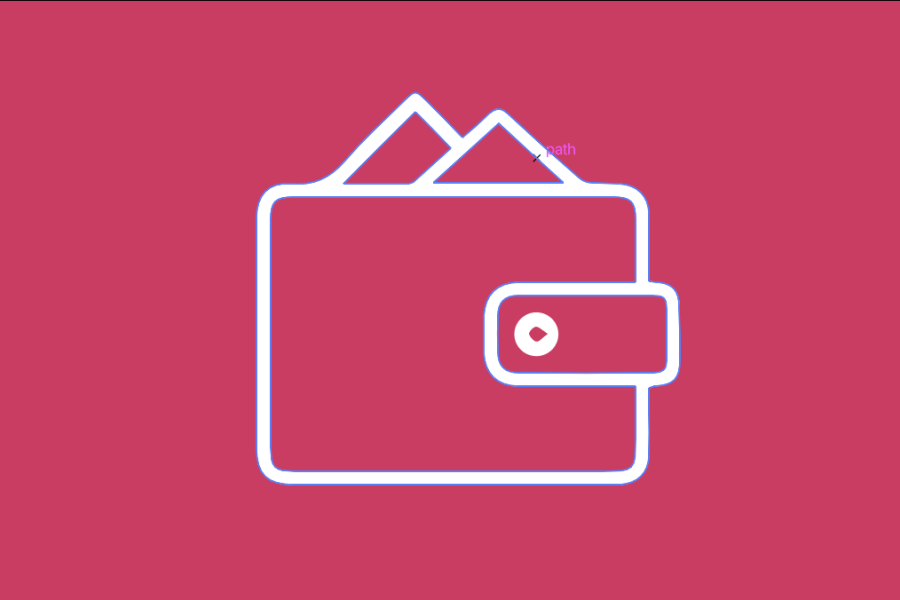Icon of wallet on pink background