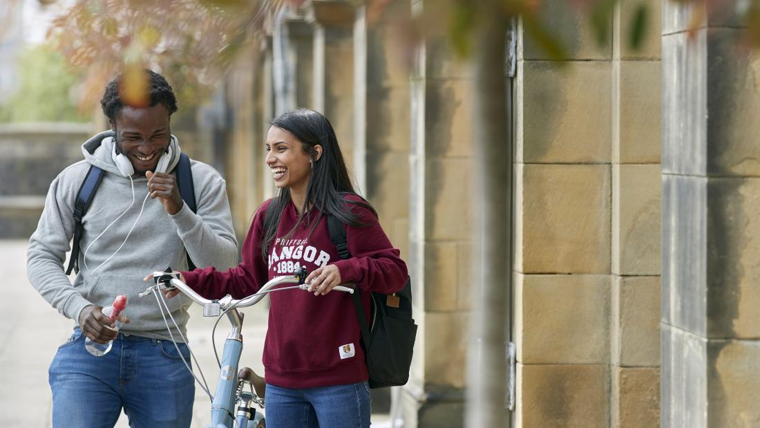 Students walking outside Main Arts