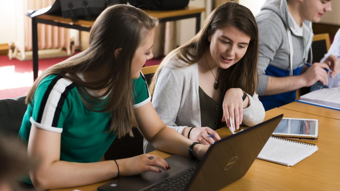 Students studying on laptop