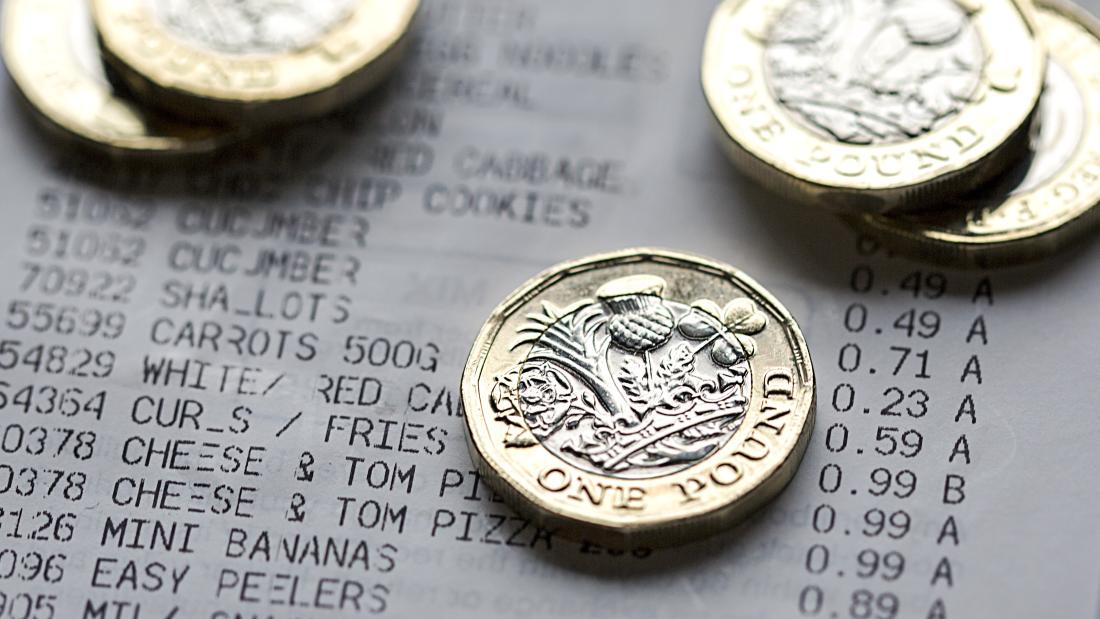 Coins on a till receipt