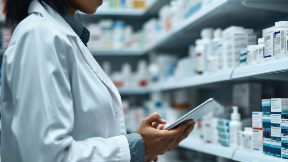 A Pharmacist fulfilling a medical prescription