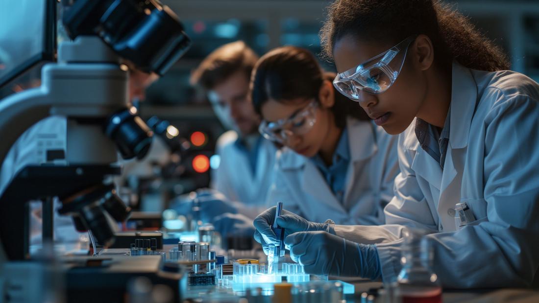 Students working in Biology lab