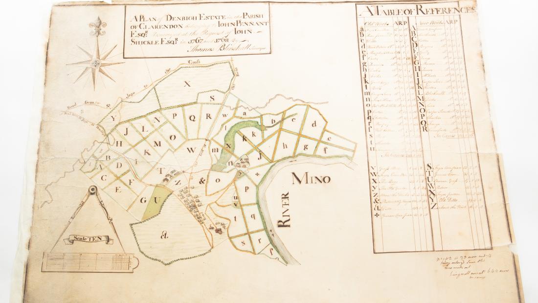 BUASC, Penrhyn Add. 2786 - Plan of the Denbigh Estate in the Parish of Clarendon belonging to John Pennant esq, dated 1786