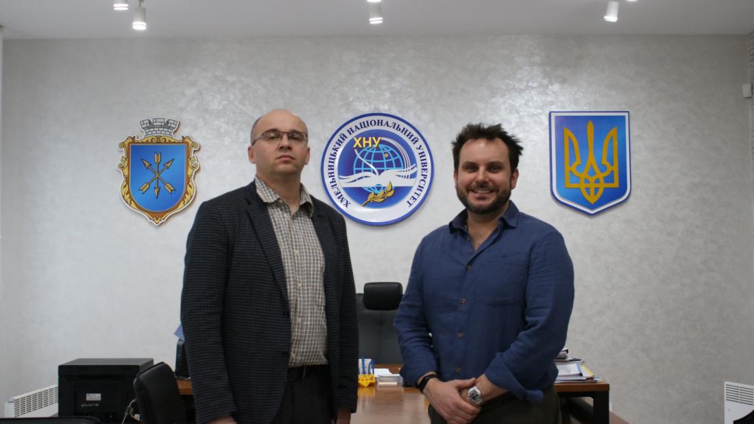 Professor Serhii Matiukh, Rector of Khmelnytskyi National University meets Professor Christian Dunn 