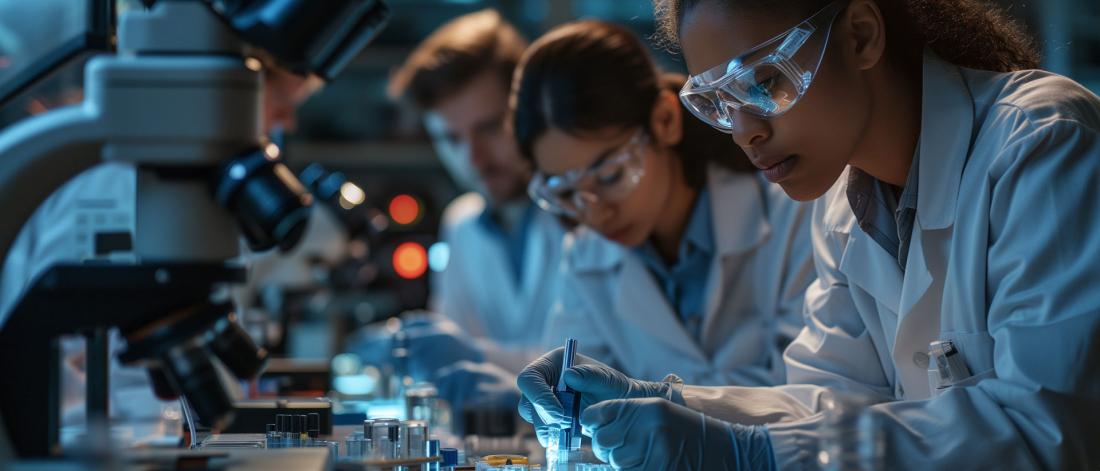 Students working in Biology lab