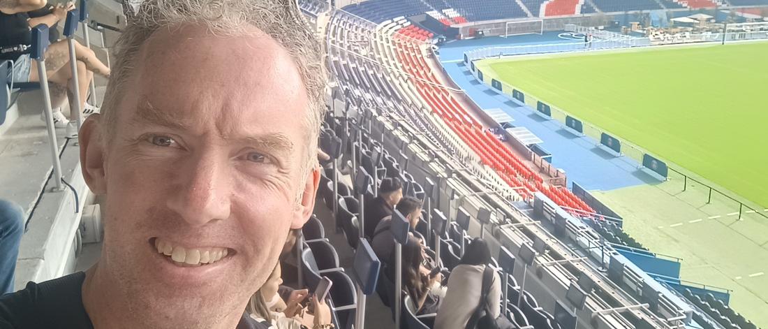 Photo of Dr. Jonathan Ervine, Head of Modern Languages and Cultures with the Parc des Princes