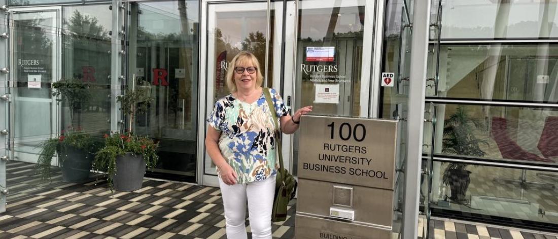 Professor Rosalind Jones outside the Rutgers University, New Jersey