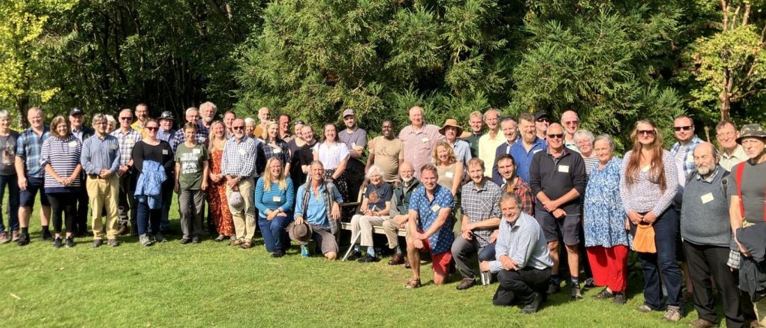 Group shot of Forestry alumni in Treborth Botanic Garden