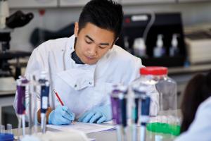 Student working in a lab