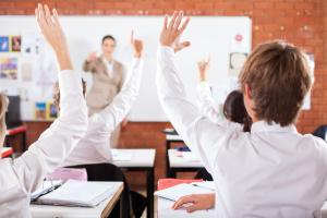 Looking towards the teacher in a classroom