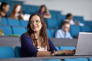 Students in Pontio lecture theatre