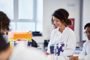 Students in the lab conducting class tests