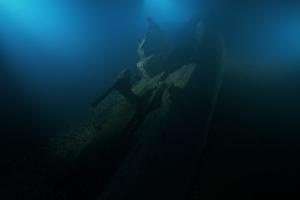 unclear underwater image of the U boat