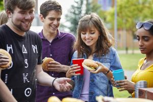 Students socialising and having BBQ