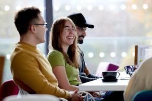 Students in Cegin Cafe, Pontio