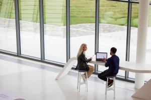 Students on a laptop in M-SParc