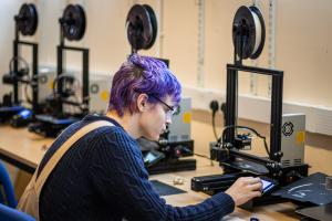 Product Design student working on a project in the workshop