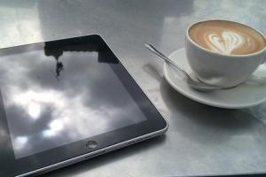 Mindfulness image of coffee and tablet