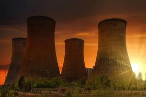 Cooling towers in nuclear power plant