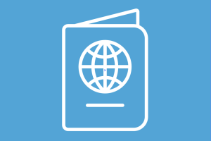 Icon of passport on blue background