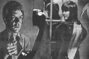 Advertisement for the movie Klute 1971 in the Los Angeles Times containing images of Donal Sutherland and Jane Fonda