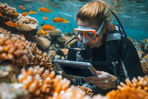 Marine Biologist carrying out an underwater study