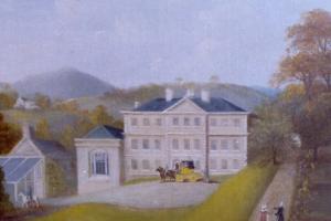 Painting of a Neo-classical mansion