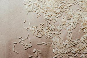 Rice Grains on a Brown Paper