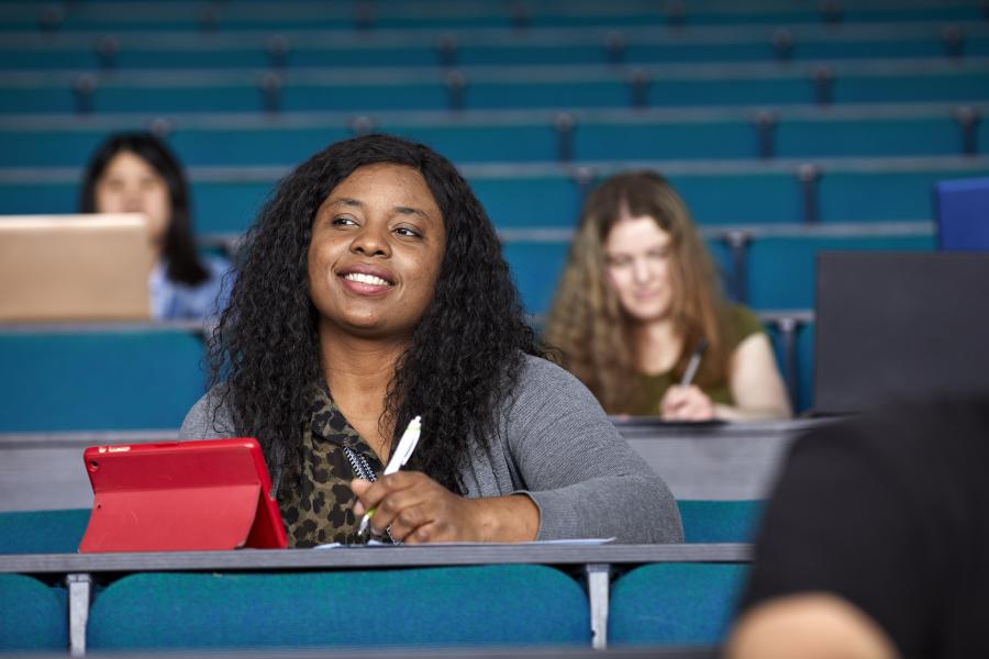 Students in Pontio lecture theatre