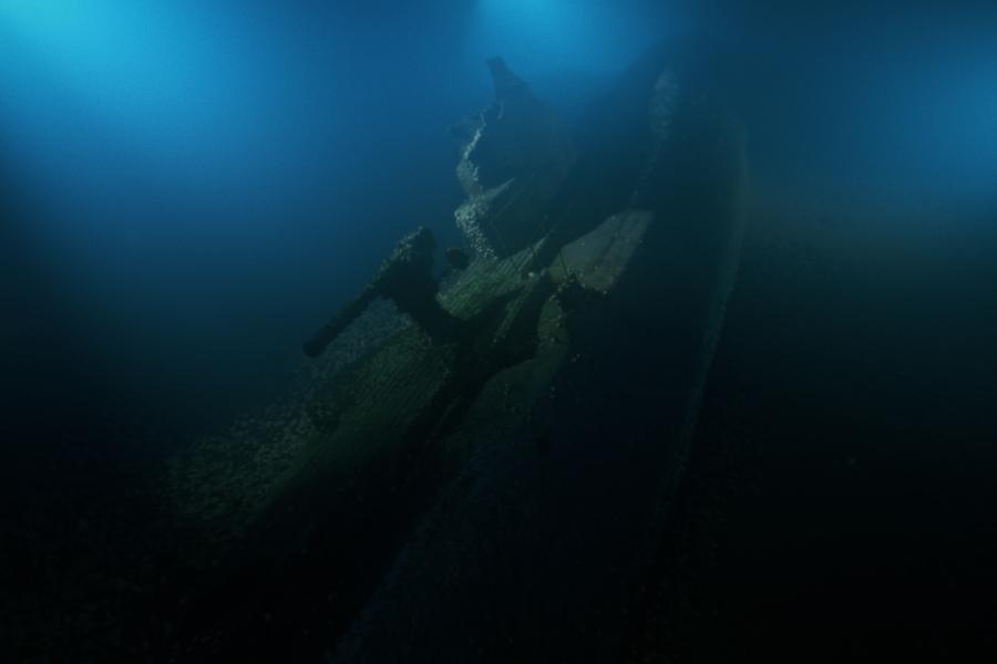 unclear underwater image of the U boat