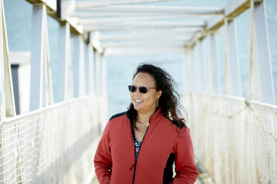 Dr Yueng-Djern Lenn stands on the jetty of the Prince Madog