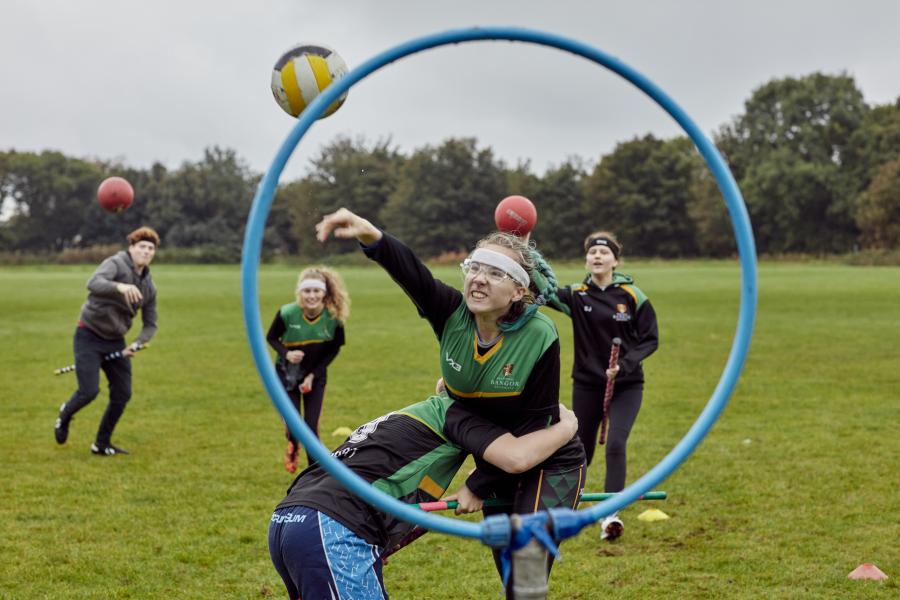 Students playing quadball