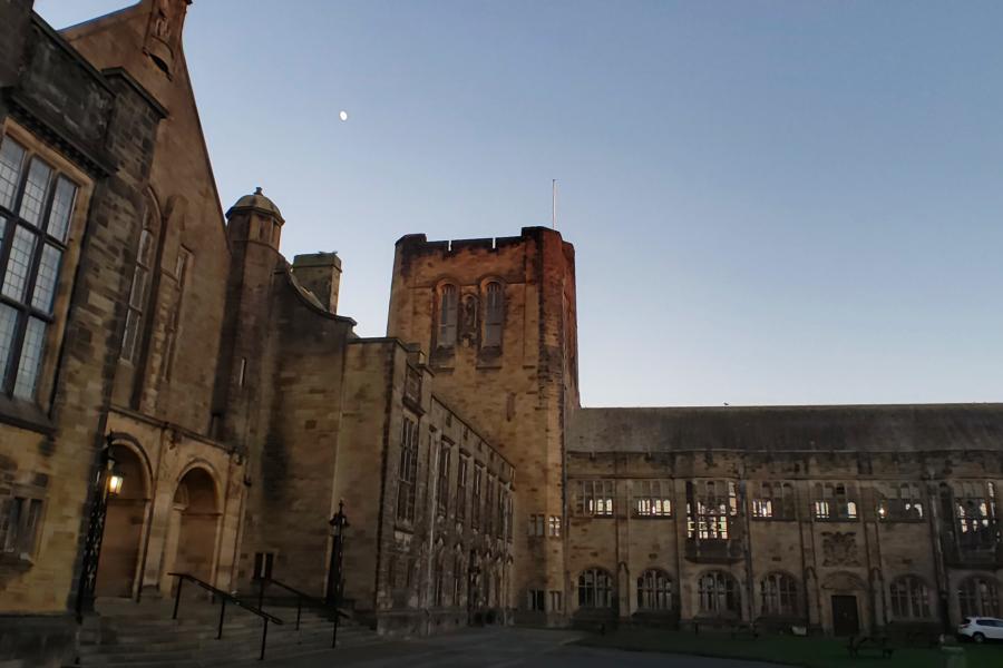 Bangor University Main Arts Building dusk