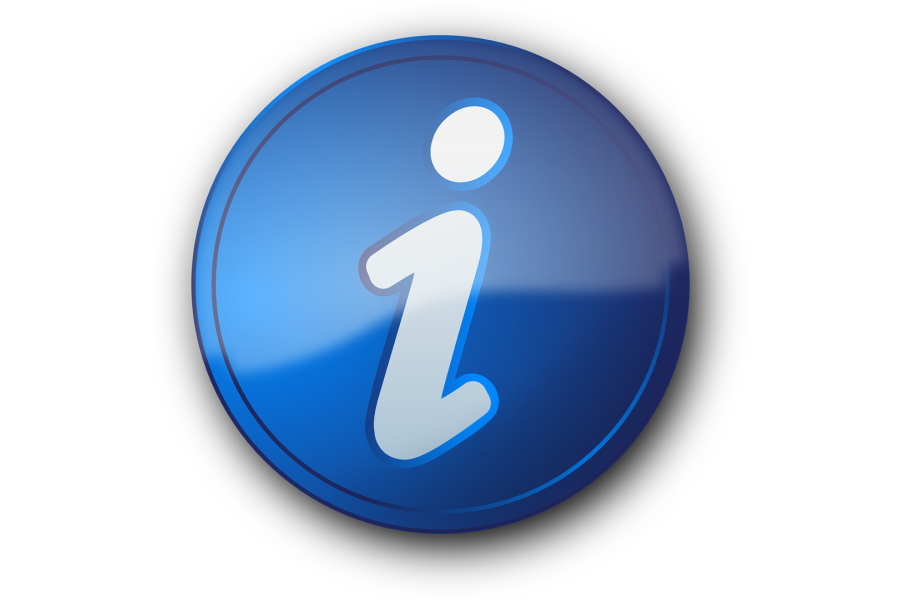 white "I" icon in a blue circle denoting information