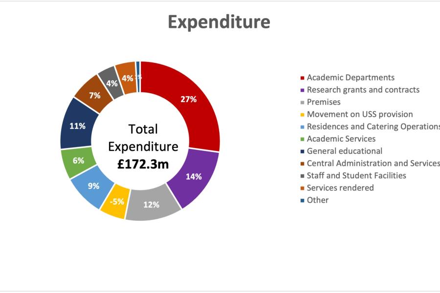 pie chart showing expenditure of the university
