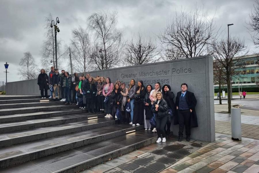 Students outside Greater Manchester Police