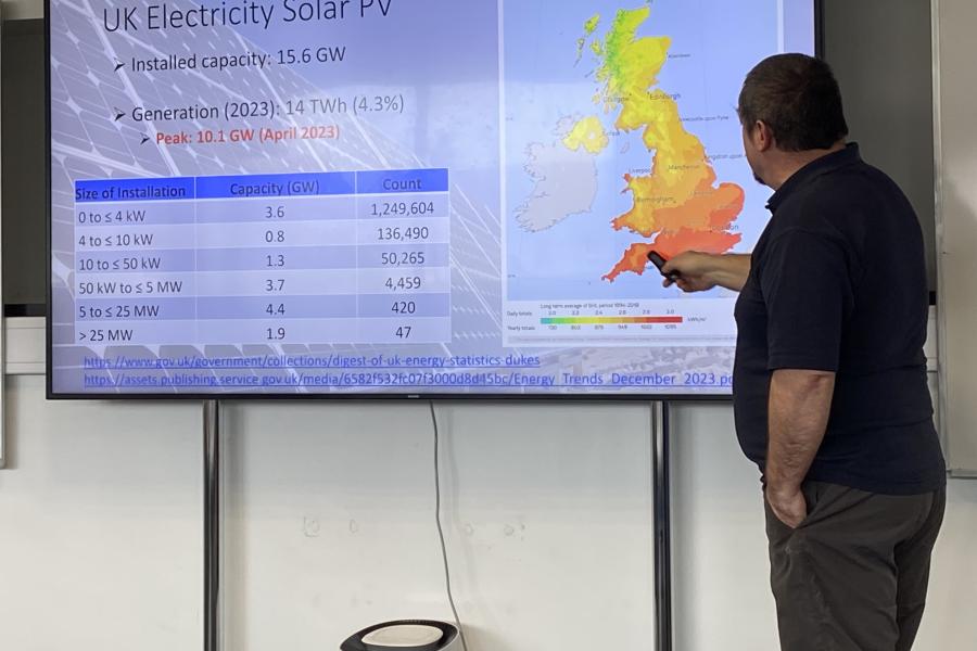 Noel Bristow giving the Engage lecture on PV devices and solar panels