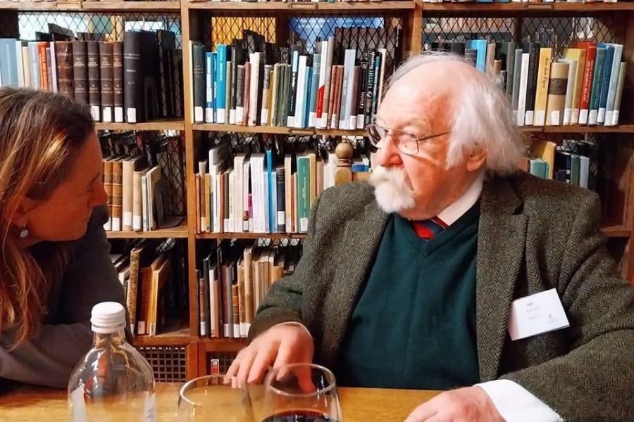 Alumni at dinner table in Shankland Reading Room