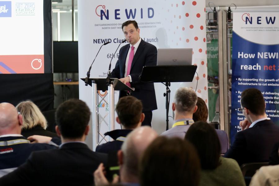 Ken Skates MS speaking at the NEWID cluster launch event