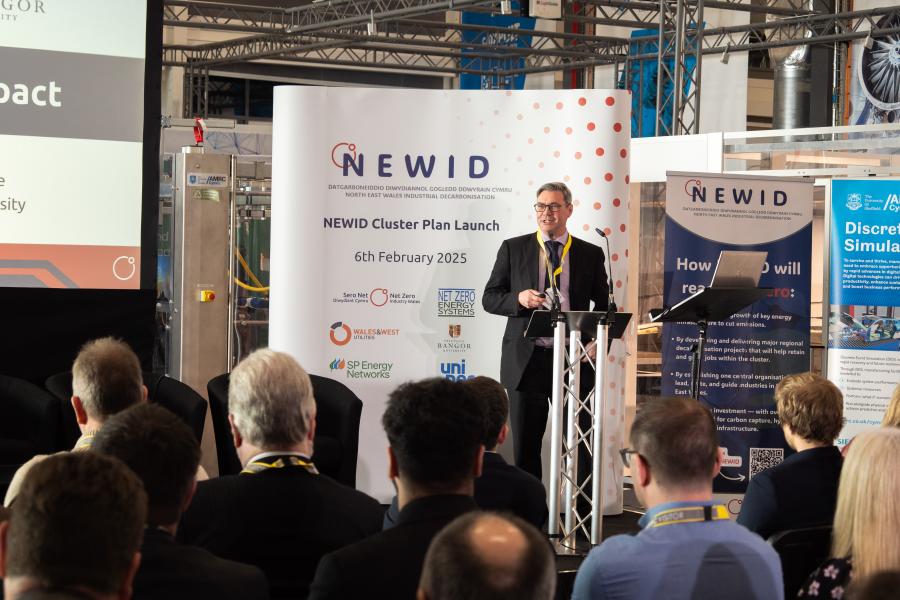 Professor Michael Butler speaking at the Newid cluster plan launch