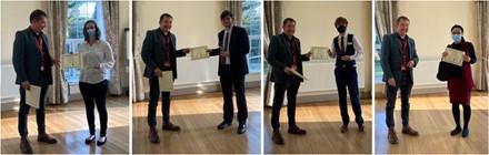 Prize winners receiving their awards. From left to right: Stephane Evans, Adam Brotzman, Daniel Evans, Jasmine Parkes.