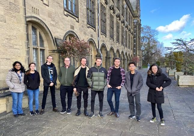 Students from the AIMLAC doctoral training centre outside Bangor University (Computer science)