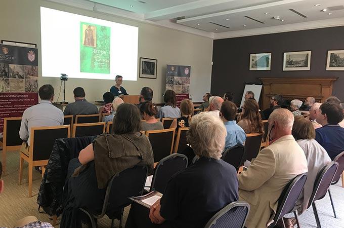 Arthurian Symposium 2017 scholar giving keynote speech in front of audience