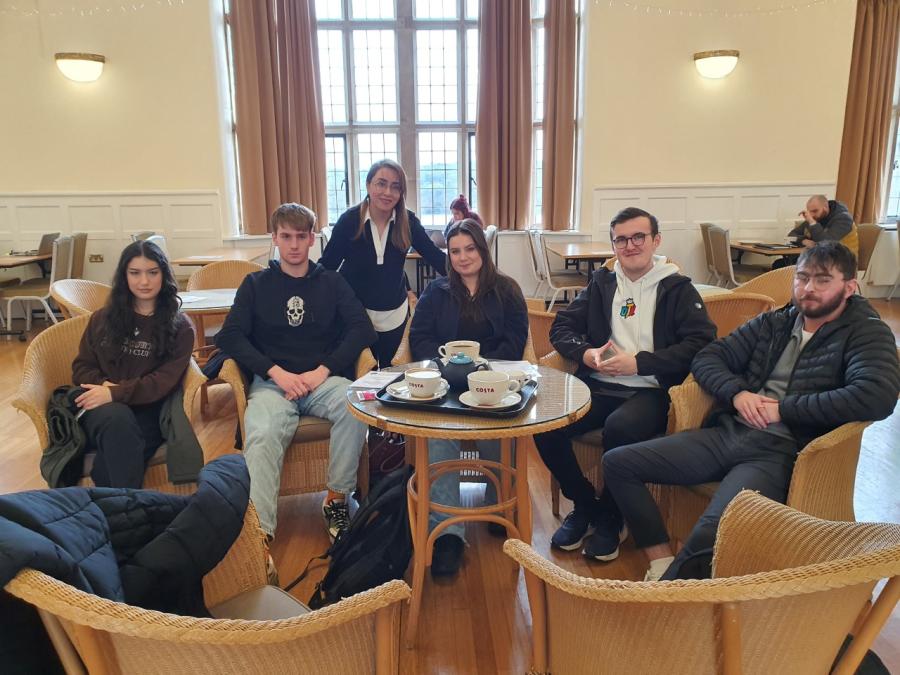 Cai Birchall, Zoe Moore, Rachel Jozaa, Tom Hancos and team leader Owain Jones in the management centre all smiling to camera