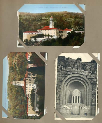 Photo of various scenes featured in the postcard albums