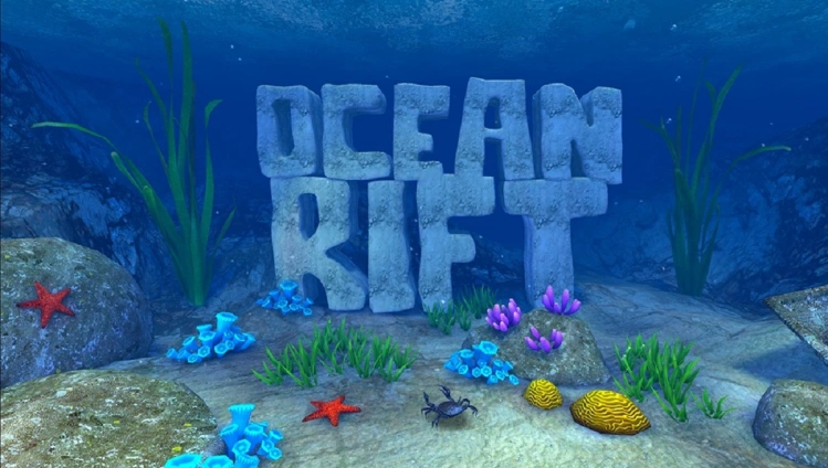 Ocean Rift logo underwater surrounded by underwater plants