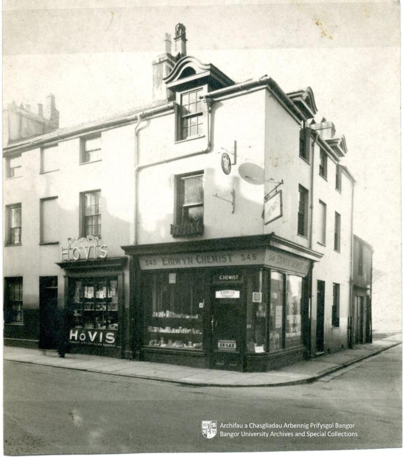 early photo of a chemist shop on Bangor High Street