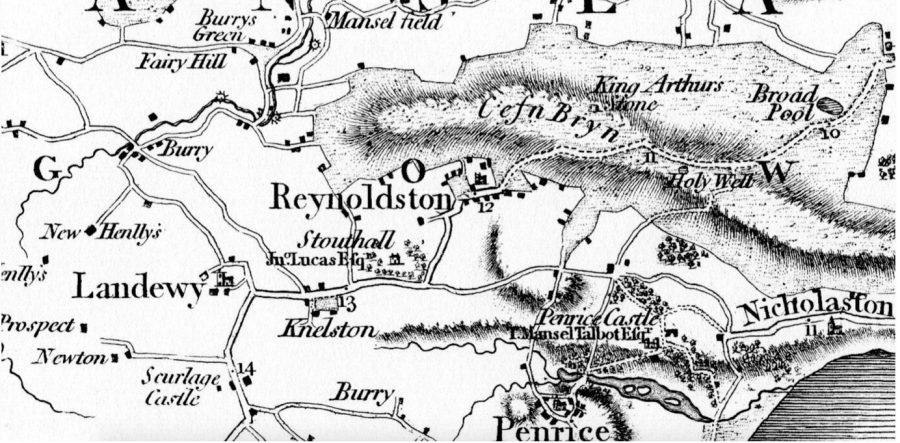 Historic map of Gower. 